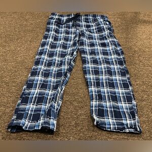 IZOD Men's XL Cozy Blue Plaid Lounge Pants elastic waist pockets bottoms